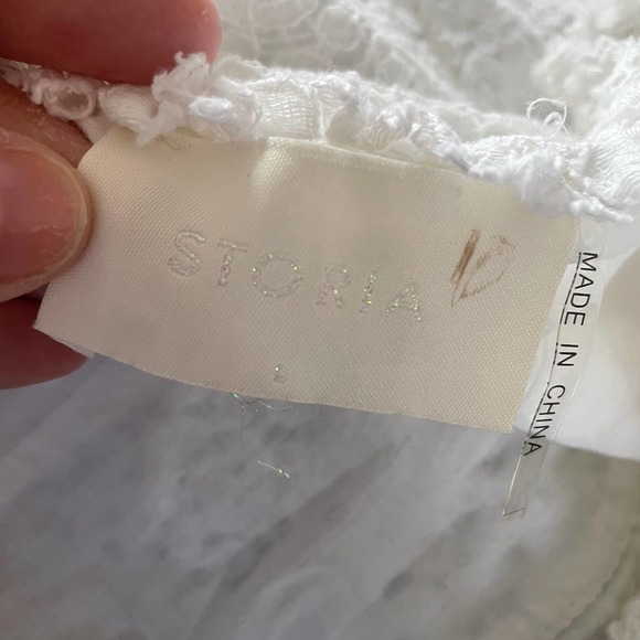 storia white eyelet summer sun dress size large - Picture 3 of 3